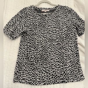 Loft Animal Print Puff Sleeve Top
